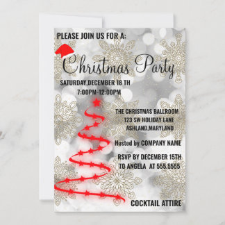 Convite Prata moderna e Legal, Árvore Vermelha de Natal