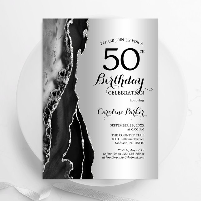 Convite Prata Negra 50º Aniversário (Criador carregado)