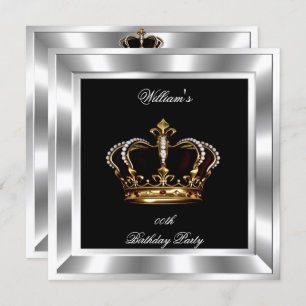 Convite Prata Negra Elegante, Príncipe Rei