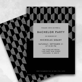 Convite Prata Negra Mínima do Partido dos Solteiros Modern