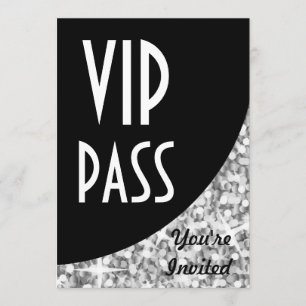 Convite "Prata" preto "VIP Pass" da curva Glitz