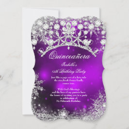 Convite Prata roxa Quinceanera 15 Winter Wonderland