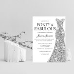 Convite Prata Sparkle 40 e aniversário de 40 anos fabuloso<br><div class="desc">Silver Sparkle Dress 40 e Fabuloso aniversário de 40 anos Convidam Variações para o convite e itens correspondentes na nossa loja</div>