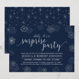 Convite Prata | Surpresa Moderna de 25º Aniversário de Cas