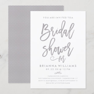 Convite Prata Wedding indicada por letras do chá de panel