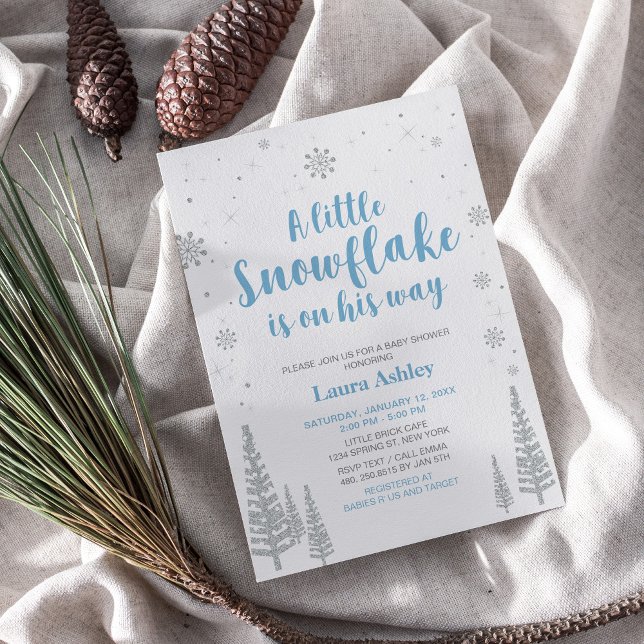 Convite Prata Winter Wonderland, Boy Chá de fraldas/Sprink (Criador carregado)