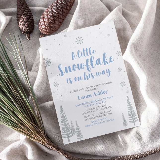 Convite Prata Winter Wonderland, Boy Chá de fraldas/Sprink (Criador carregado)