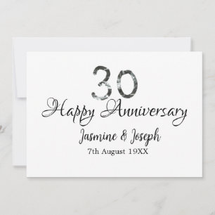 Convite Prateado Metálico 30º Feliz aniversário adicionar 