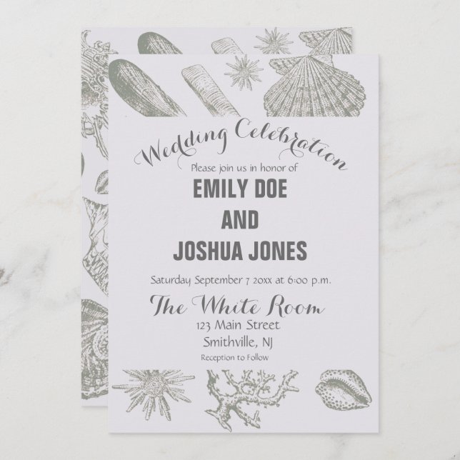 Convite Prateleiras de Arte Suave de Seashell (Frente/Verso)