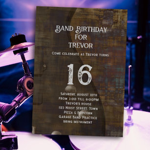 Convite Prática de Banda Aniversário Tocador de Guitarra