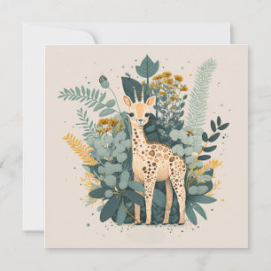Convite Pratos de papel de girafa floral fofa