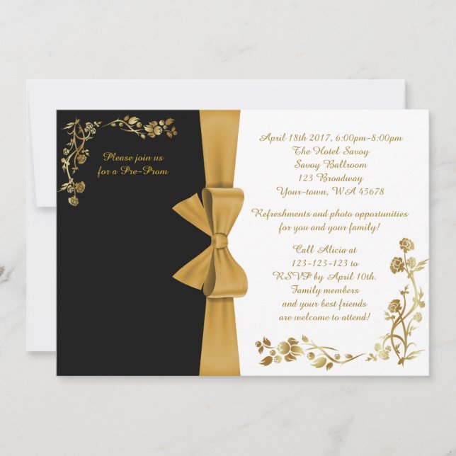 Convite pré-Baile de formatura, branco e preto, RS (Frente)