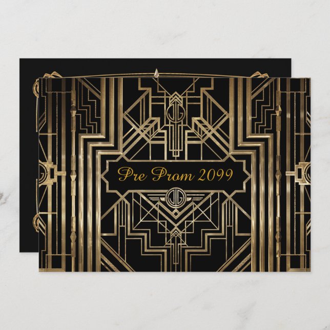 Convite pré-Baile de formatura, Quinceanera,Gatsby (Frente/Verso)