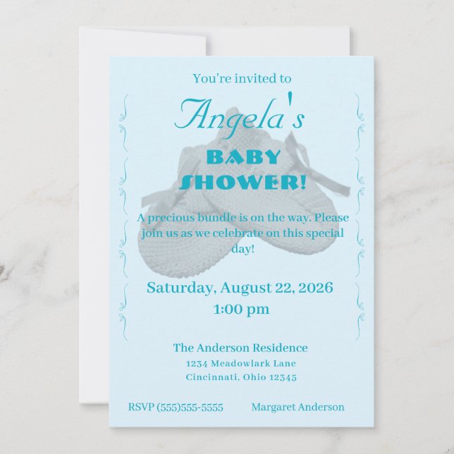 Convite Precious Bundle Boy Baby Shower Invitation (Frente)