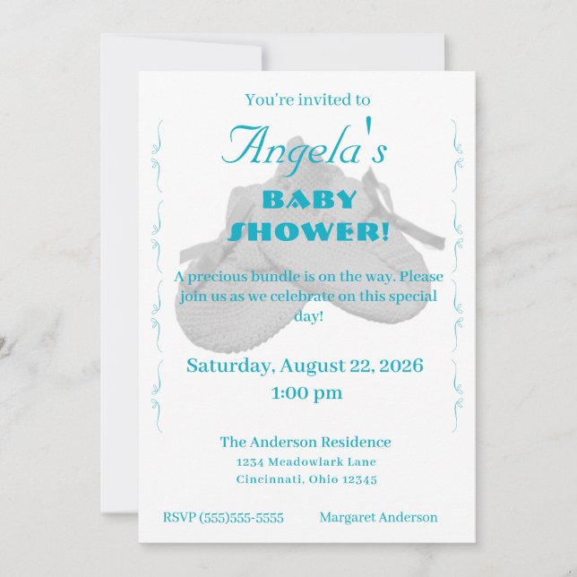 Convite Precious Bundle Boy Baby Shower Invitation (Frente)