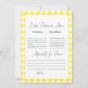 Convite Predições de Bebê Gingham Amarelo