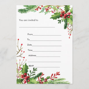 Convite Preenchível Pintado com Aquarela de Musgo