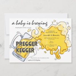 Convite Pregger Kegger Watercolor Beer Co-ED Chá de fralda