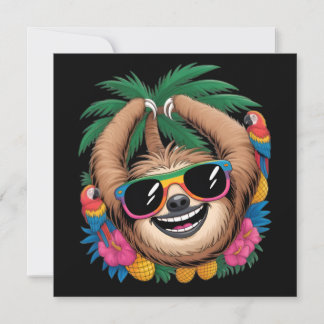 Convite Preguiça Tropical Kawaii – Vibrações Agradáveis de
