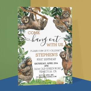 Convite Preguiça Venha passar o dia conosco Aniversário