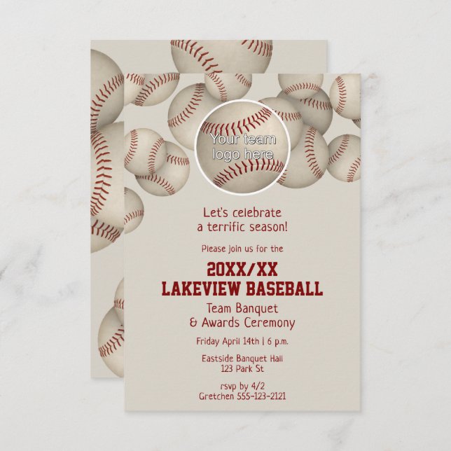 Convite prêmios de banquete de baseball no fim da temporad (Frente/Verso)