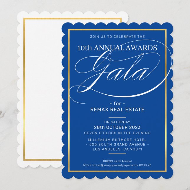 Convite PRÊMIOS GALA JANTAM ouro azul real e comercial mod (Frente/Verso)