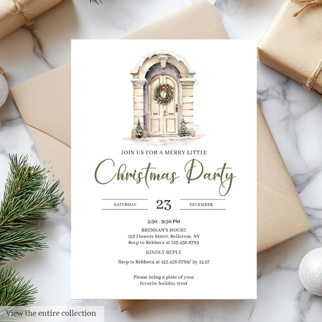 Convite Premium Ivory Scandinavian Earthy Christmas Party (Premium Ivory Scandinavian Earthy Christmas Party)