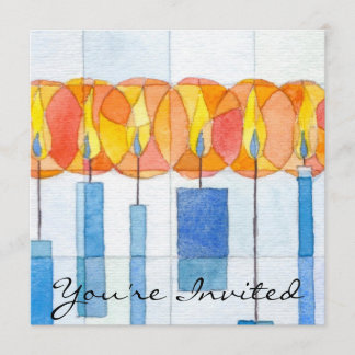 Convite Prendendo as velas de Hanukkah