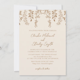 Convite Prendendo Florais Aquecidos Beige Boho