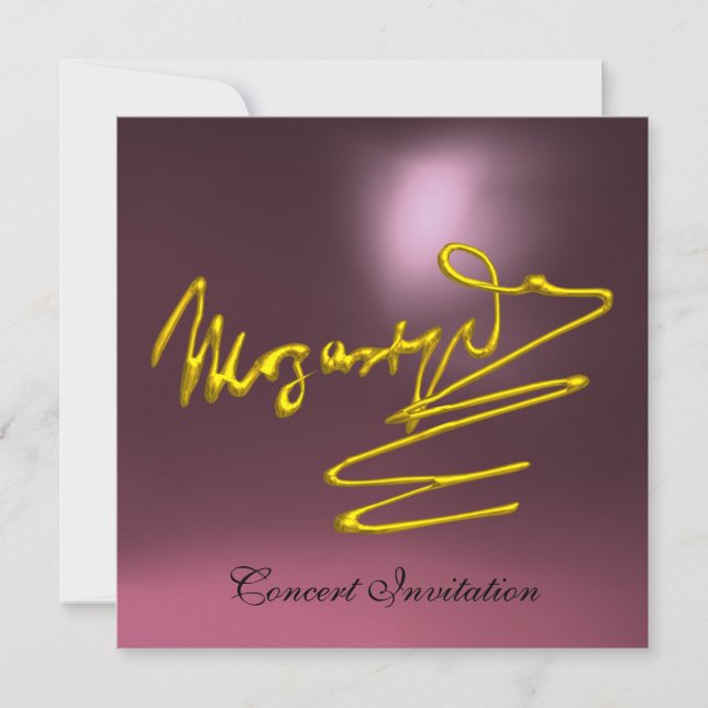 CONVITE PREOCUPAÇÃO COM MOZART, DOURADO PINK PURPLE (Frente)