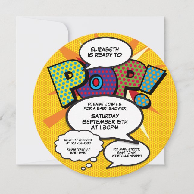 Convite Preparado para o Chá de fraldas de Pop (Frente)