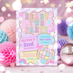 Convite Preparar segundo aniversário Varsity do Groovy Pre