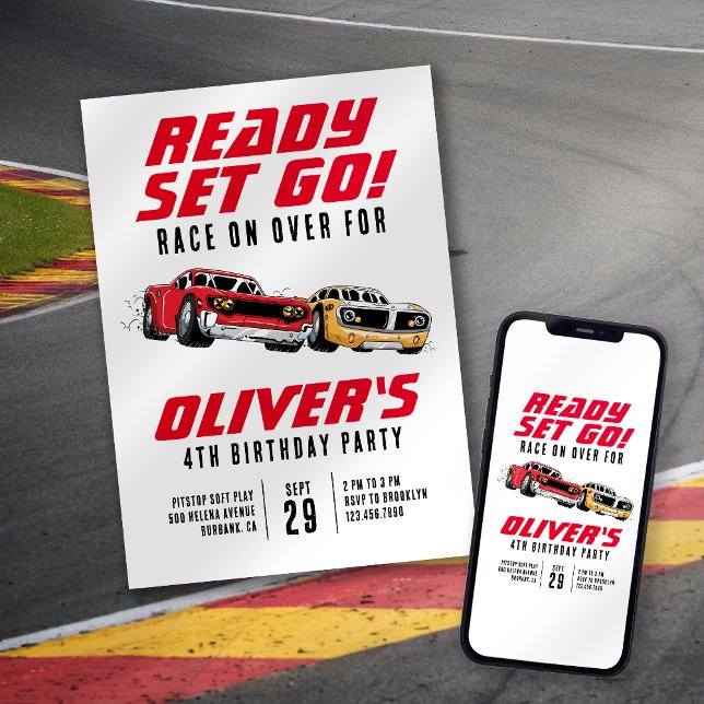 Convite Prepare-se! Festa de aniversário de carros (Criador carregado)