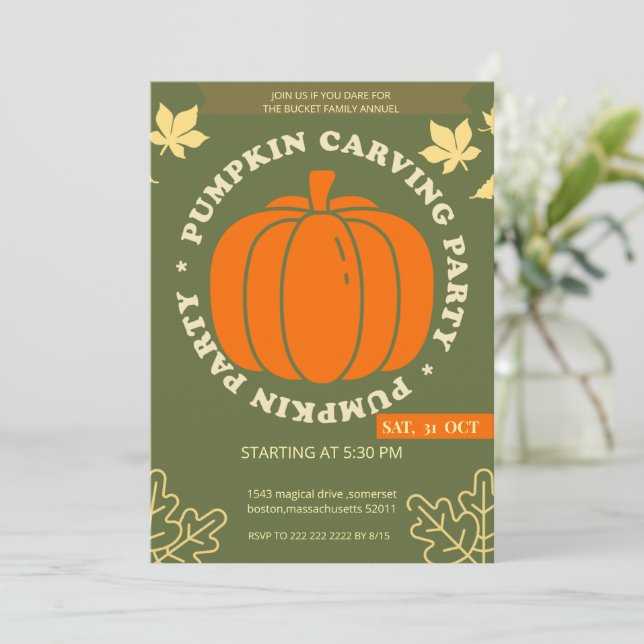 Convite Prepare-se para nossa diversão anual de abóbora! (Em pé/Frente)