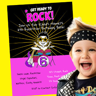 Convite Prepare-se para o tema de aniversário do Rock Chil