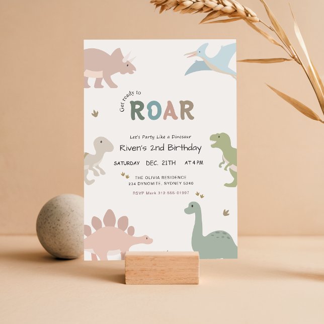 Convite Prepare-se para Rugir Bebê Dinossauro 2º Aniversár (Criador carregado)