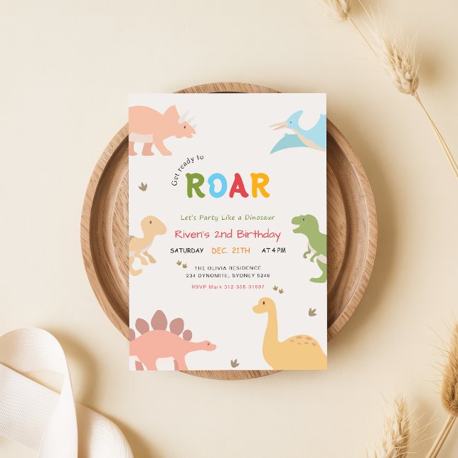 Convite Prepare-se para Rugir Bebê Dinossauro 2º Aniversár (Criador carregado)