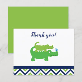 Convite Preppy Alligator Crocodilo Obrigado notas