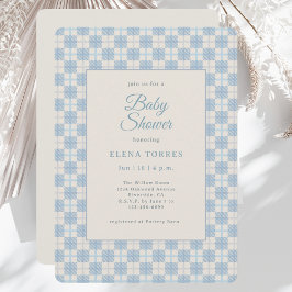 Convite Preppy Blue Plaid Baby Shower Invitation