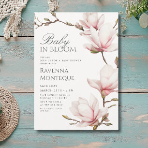 Convite Preppy Blush Floral Magnólia Bebê em Flor Chuveiro
