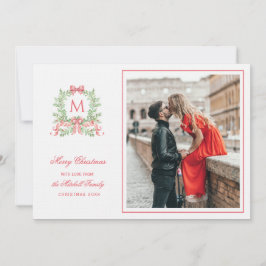 Convite Preppy Christmas Leopard Crest Monogram