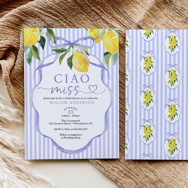 Convite Preppy Citrus Ciao Miss Bridal Shower Invitation (Criador carregado)