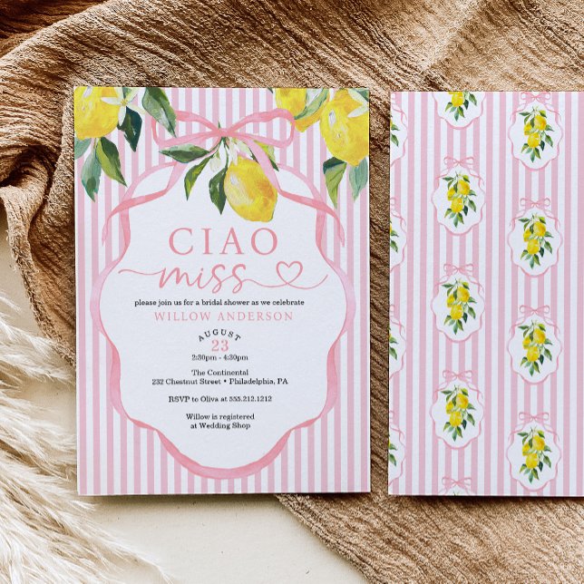 Convite Preppy Citrus Ciao Miss Bridal Shower Invitation (Criador carregado)