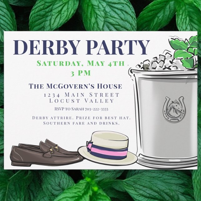 Convite Preppy Derby Party Fashion Mint Julep (Criador carregado)