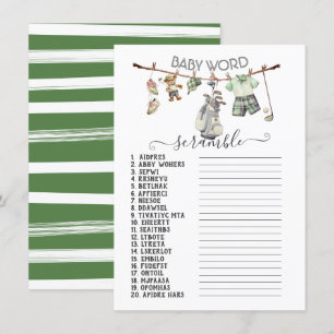 Convite Preppy Golf Clothesline Baby Word Scramble