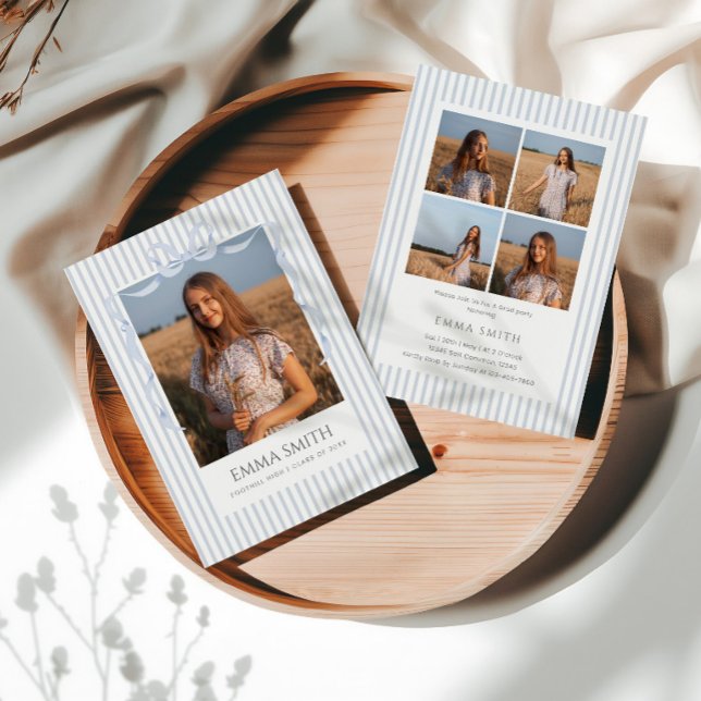 Convite Preppy Graduation Photo Collage Announcement  (Criador carregado)