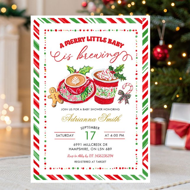 Convite Preppy Merry Little Baby Brewing Baby Shower (Criador carregado)