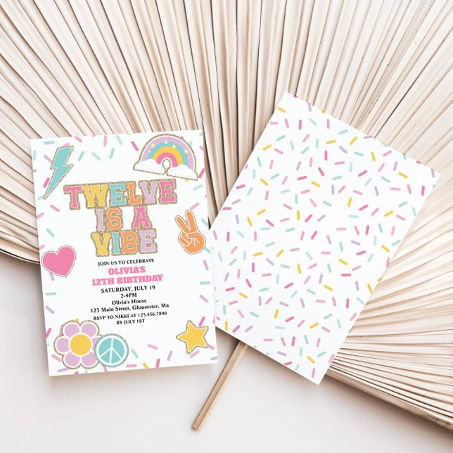 Convite Preppy Patch Twelve é uma Vibração 12º Aniversário (Criador carregado)