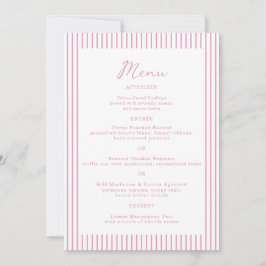 Convite Preppy Peony Pink Chic Monogram Wedding Menu Card