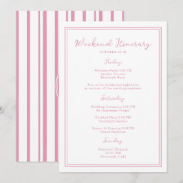 Convite Preppy Pink Chic Wedding Weekend Itinerary Card